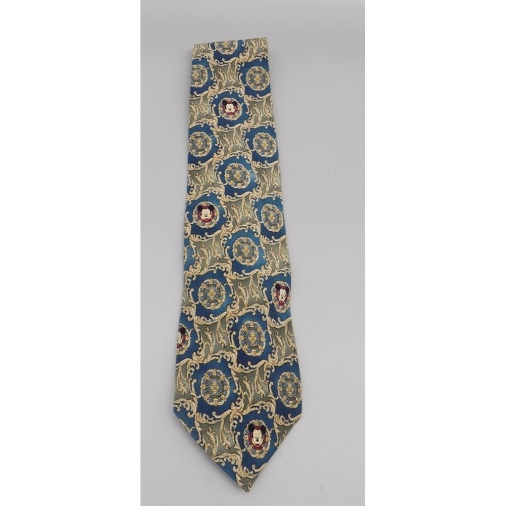 Mickey Mouse 100% Silk Tie Disney Mickey Inc Men's Blue Green Paisley